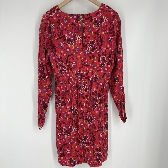 Maeve Anthropologie Dress Size Medium Women Pink Purple Floral Print Wrap Mini - Picture 5 of 9